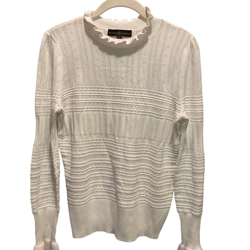 Almost Famous Mock Neck White Sweater